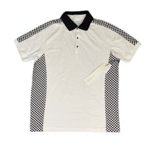 White Polo with checker print accent